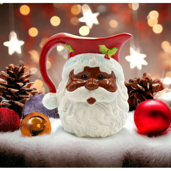 Ceramic African American Christmas Santa Claus Drink Pitcher Home D cor  Kitchen D cor Christmas D cor Image 1