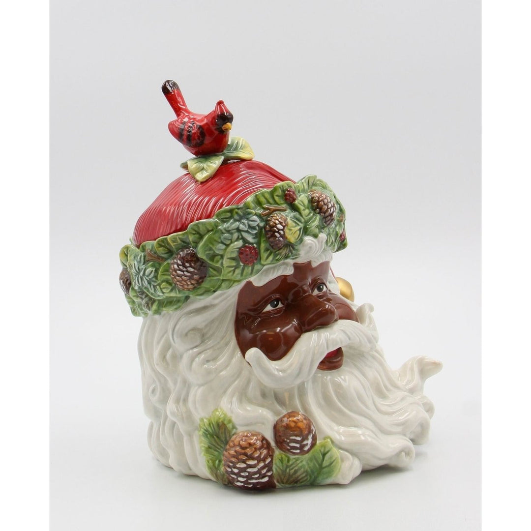 Ceramic African American Santa Cookie Jar 8"x10.75" Kitchen Gift Image 3