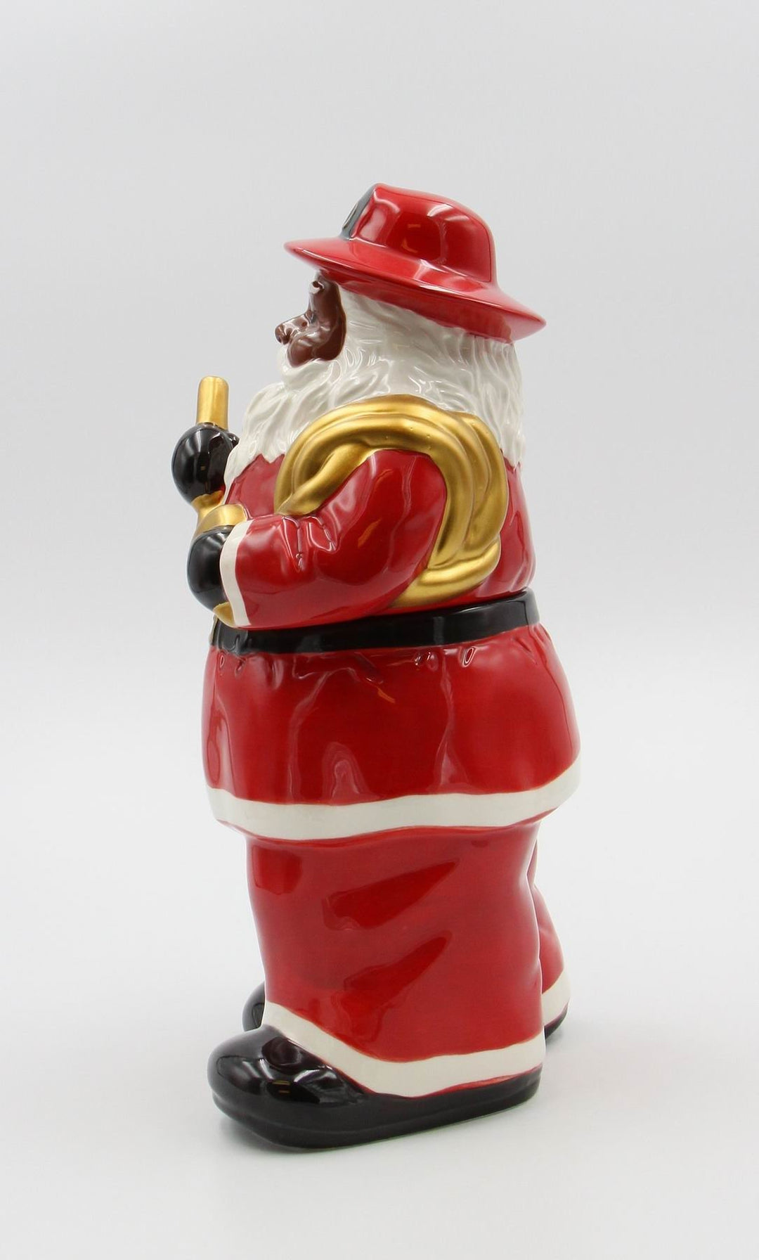 African American Firefighter Santa Cookie Jar 11.5in with Dalmation Dog Decor Image 4