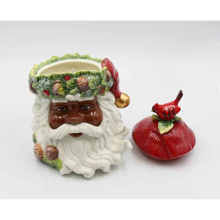 Ceramic African American Santa Cookie Jar 8"x10.75" Kitchen Gift Image 4