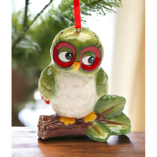 Ceramic Owl Ornament 2.5x2x3 H  Mom Birdwatcher Decor Image 1