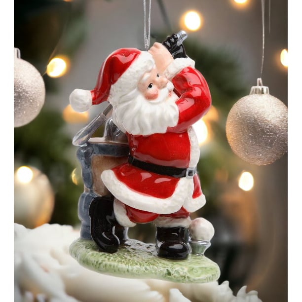 Ceramic Santa Golfing Ornament 3x2.25x4.375 Christmas Tree Gift Image 1