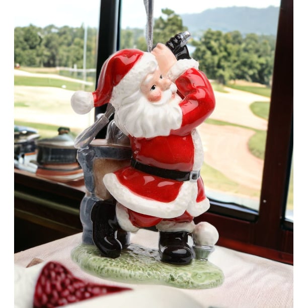 Ceramic Santa Golfing Ornament 3x2.25x4.375 Christmas Tree Gift Image 2