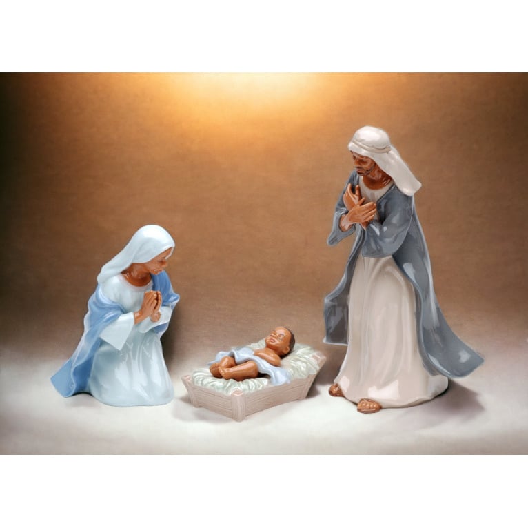 Ceramic African American Holy Family Set of 3 Religious Image 1