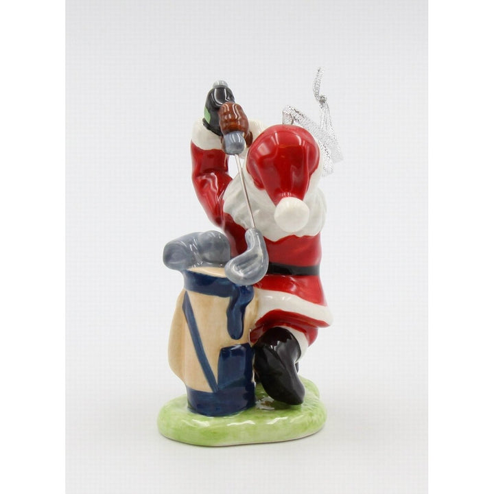 African American Golfing Santa Ornament Ceramic 4in Holiday Decor Her Image 4