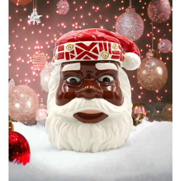 African American Santa Cookie Jar 9x7.75x10.25 Ceramic Holiday Image 2