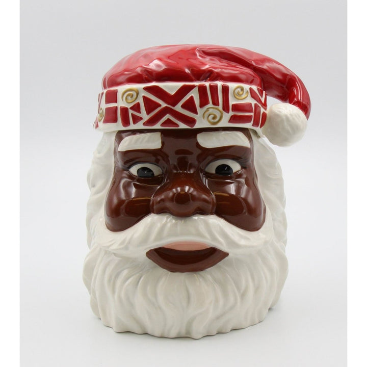 African American Santa Cookie Jar 9x7.75x10.25 Ceramic Holiday Image 3