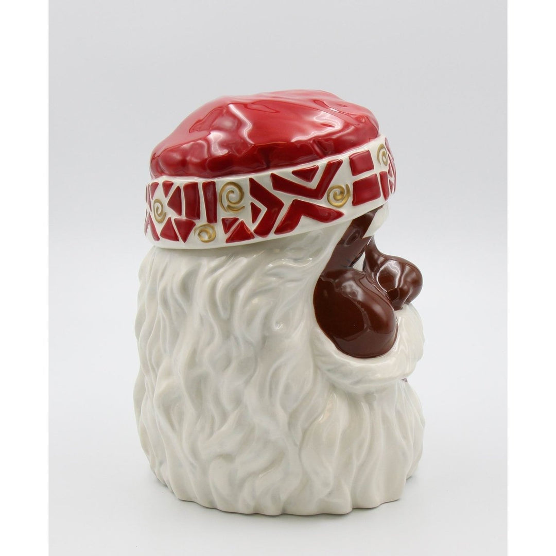 African American Santa Cookie Jar 9x7.75x10.25 Ceramic Holiday Image 4