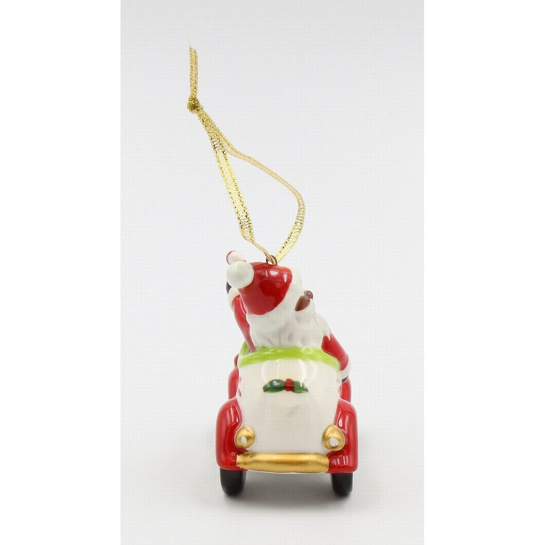 Ceramic African American Santa Ornament Driving Car 3 1/8" Holiday Decor Gift Image 4