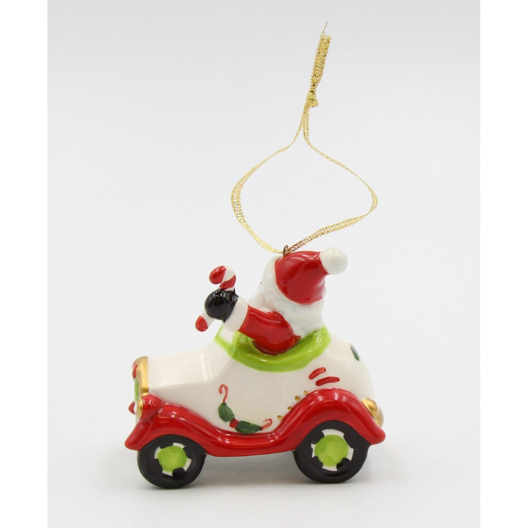 Ceramic African American Santa Ornament Driving Car 3 1/8" Holiday Decor Gift Image 6