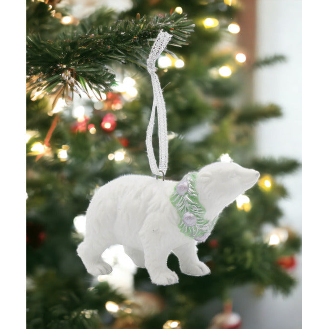 Ceramic Polar Bear Ornament 3.5 Inch Him Dad Image 2