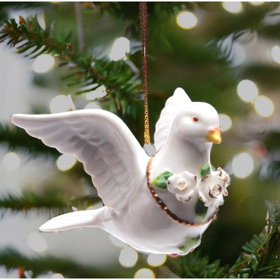 Ceramic Dove Ornament 3.75in  Him Mom Dad Wall Tree Image 2