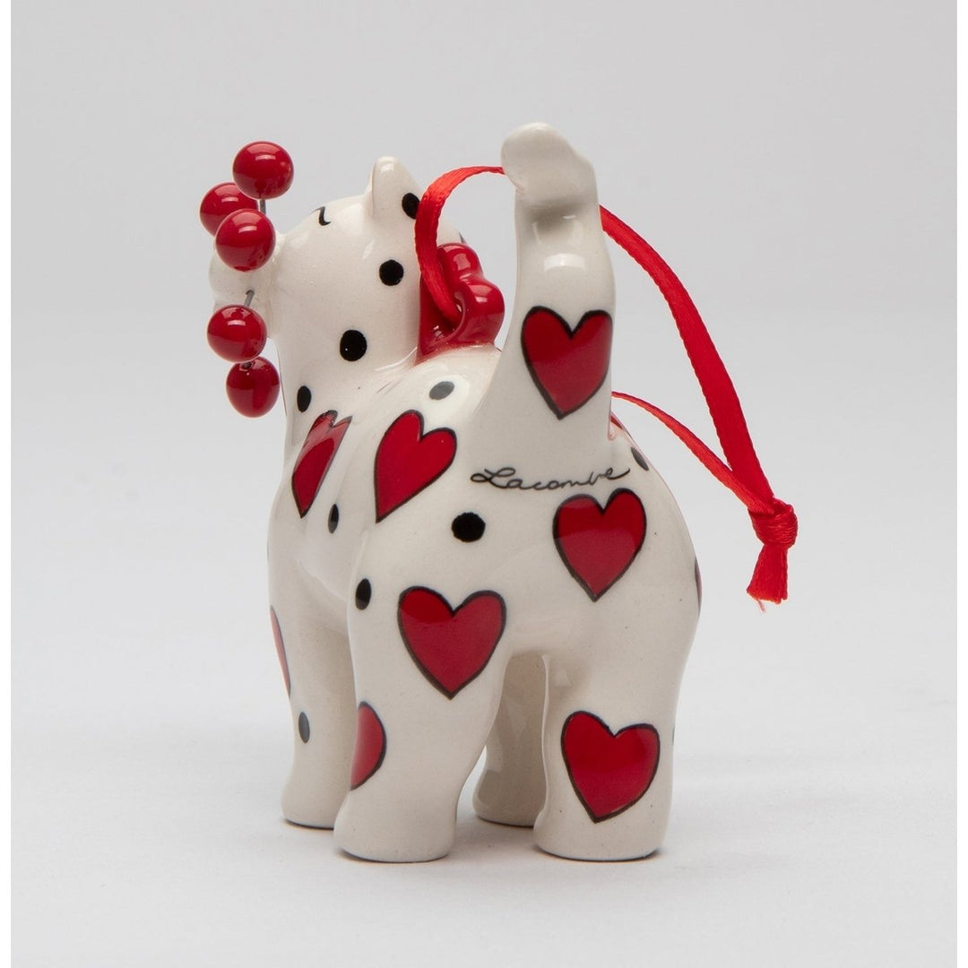 Ceramic White Cat Ornament with Red Hearts 3 Inch Gift for Cat Image 6