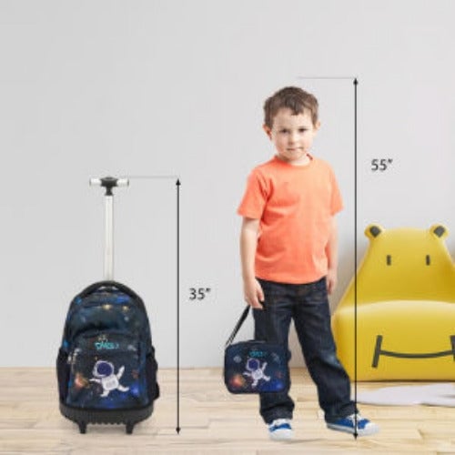 20-Inch 3PCS Kids Rolling Luggage Set Trolley Backpack with Lunch Bag and Pencil Case for kids Image 6