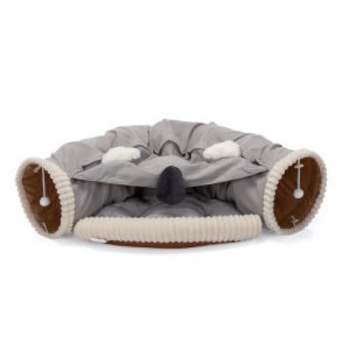 Collapsible Cat Tunnel Bed Hide Tunnel for Indoor Cats with Hanging Toys and Cushion Mat Image 9