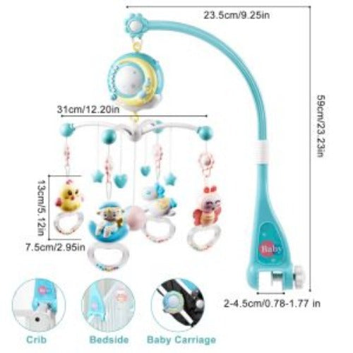 Baby Musical Crib Bed Bell Rotating Mobile Star Projection Nursery Light Baby Rattle Toy Image 7