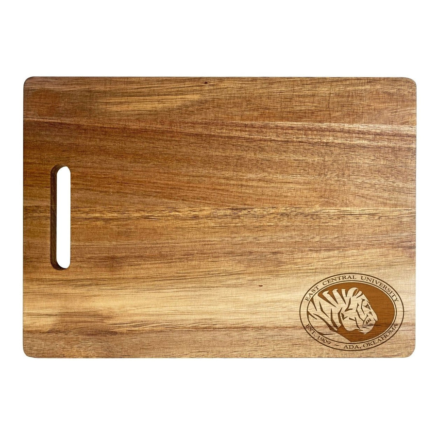 East Central University Tigers Classic Acacia Wood Cutting Board - Small Corner Logo Image 1