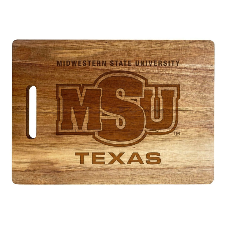 Midwestern State University Mustangs Classic Acacia Wood Cutting Board - Small Corner Logo Image 1