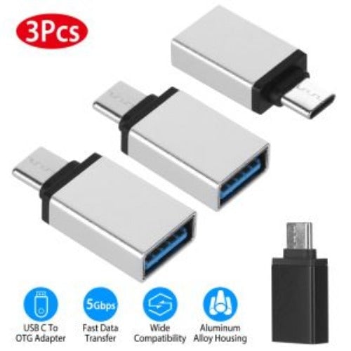 3 Packs USB C Type-C Male to USB A 3.0 OTG Male Port Converter Adapter Data Connector Android Image 2