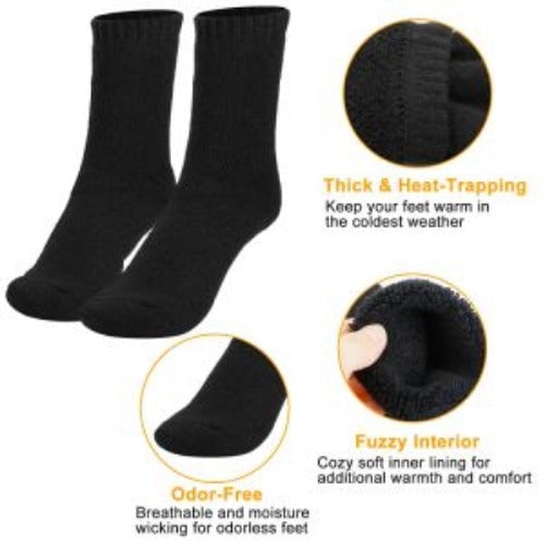 3 Pairs Men Warm Wool Socks Soft Cozy Winter Thermal Socks For Men Thick Heat-Trapping Moisture Wicking Socks Image 3