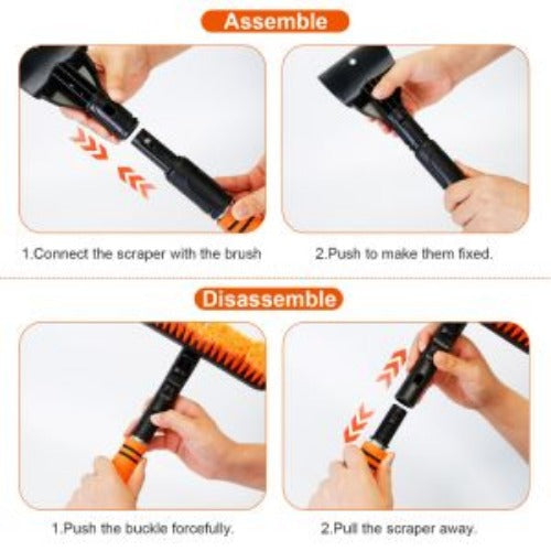 3 In 1 Windshield Ice Scraper Extendable Car Snow Removal Tool Telescoping Car Broom Snow Shovel Automobile Frost Image 4