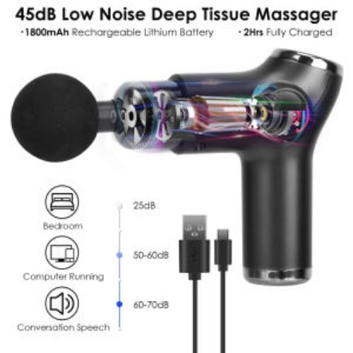 Massage Gun Deep Tissue Fascia Massager Rechargeable Percussion Muscle Relaxation Gun Image 7