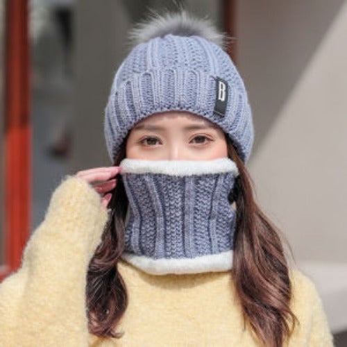 Winter Beanie Hat Scarf Set Women Warm Knitting Skull Cap Image 4