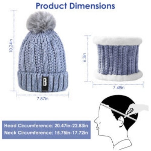 Winter Beanie Hat Scarf Set Women Warm Knitting Skull Cap Image 4