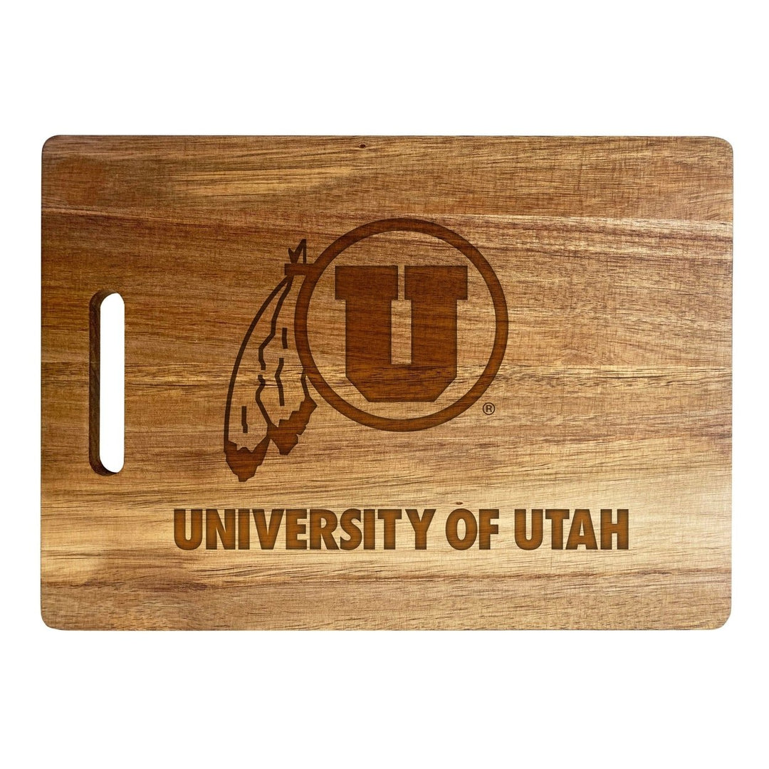 Utah Utes Engraved Wooden Cutting Board 10" x 14" Acacia Wood Image 1
