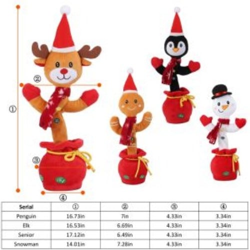 Kid Electric Dance Toy Christmas Elk Snowman Senior Penguin Plush Toy Interactive Sing Song Whirling Mimicking Recording Image 4