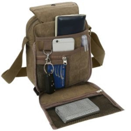 Unisex Crossbody Bags Canvas Phone Tablet PC Shoulder Bag Credit Card Key Messenger Purse Image 1
