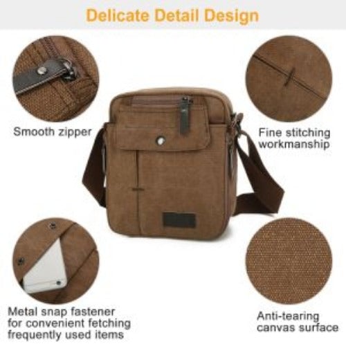 Unisex Crossbody Bags Canvas Phone Tablet PC Shoulder Bag Credit Card Key Messenger Purse Image 8