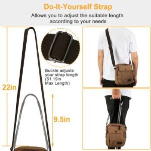 Unisex Crossbody Bags Canvas Phone Tablet PC Shoulder Bag Credit Card Key Messenger Purse Image 10