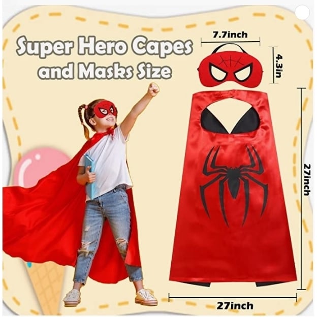 6-Pack - Superhero Reversible Cape and Mask Set Image 1