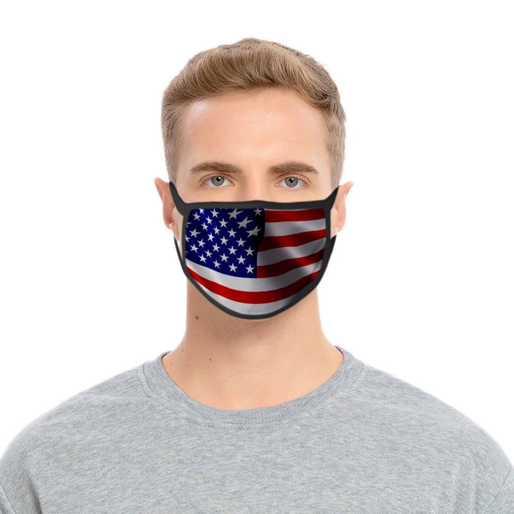 4-Pack USA Flag Face Masks Washable Reusable Elastic Ear Loops Comfort Fit Image 1