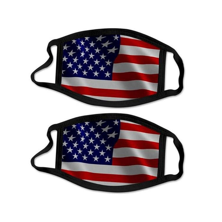 4-Pack USA Flag Face Masks Washable Reusable Elastic Ear Loops Comfort Fit Image 2