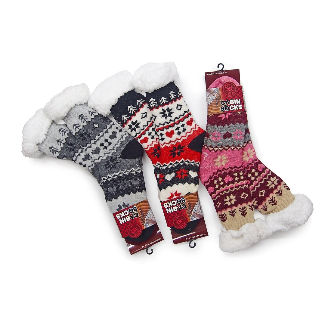 3-Pair Warm & Fuzzy Cabin Slipper Socks Image 1