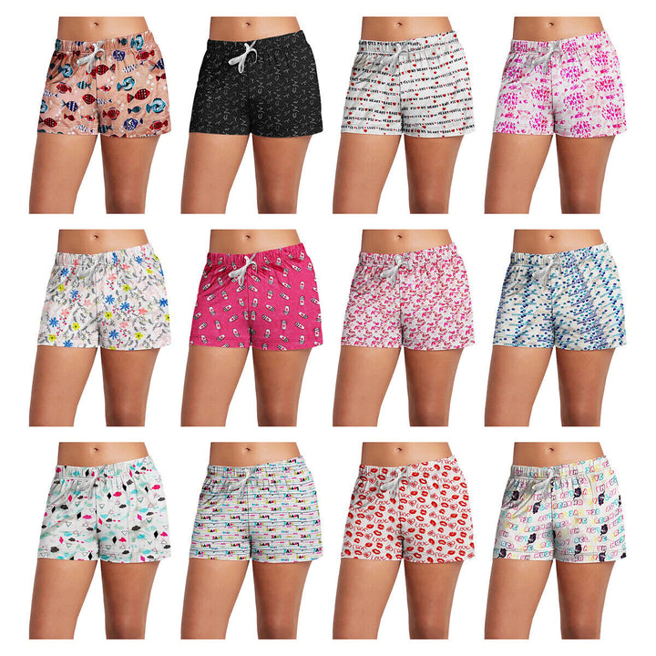 6-Pack Womens Lounge PJ Bottom Pajama Shorts Soft Cozy Ladies Drawstring Pant Image 1