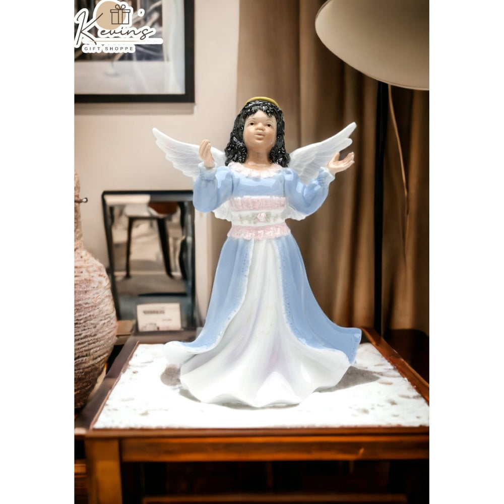 Ceramic African American Angel Girl Figurine 6.25x5x8.25 Home Gift Image 2