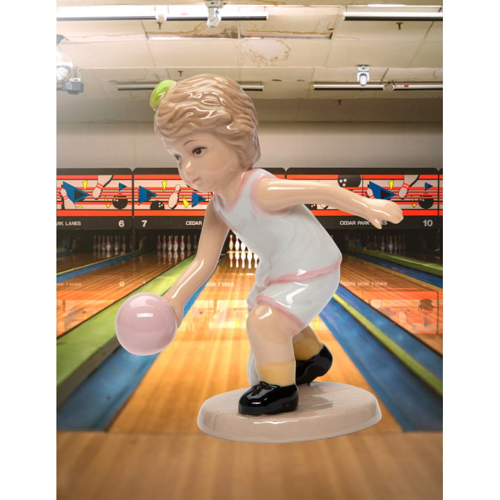 Ceramic Bowling Girl Figurine 2.75x2.5x4.5  Daughter Image 1