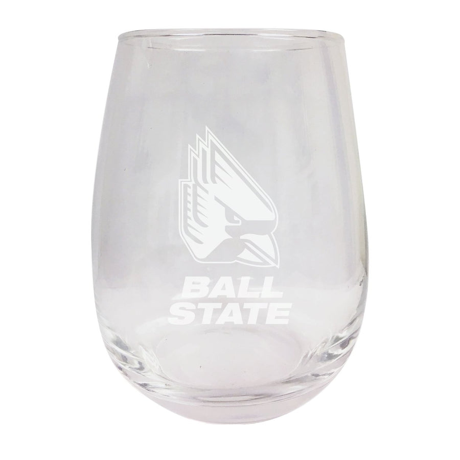 Ball State University Etched Stemless Wine Glass Image 1