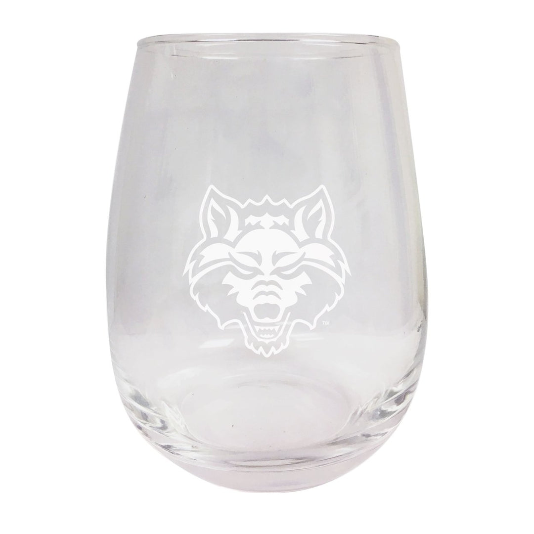 Arkansas State NCAA 15 oz Laser-Engraved Stemless Wine Glass - Perfect for Alumni and Fans Image 1