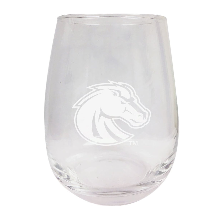 Boise State Broncos NCAA 15 oz Laser-Engraved Stemless Wine Glass - Perfect for Alumni and Fans Image 1