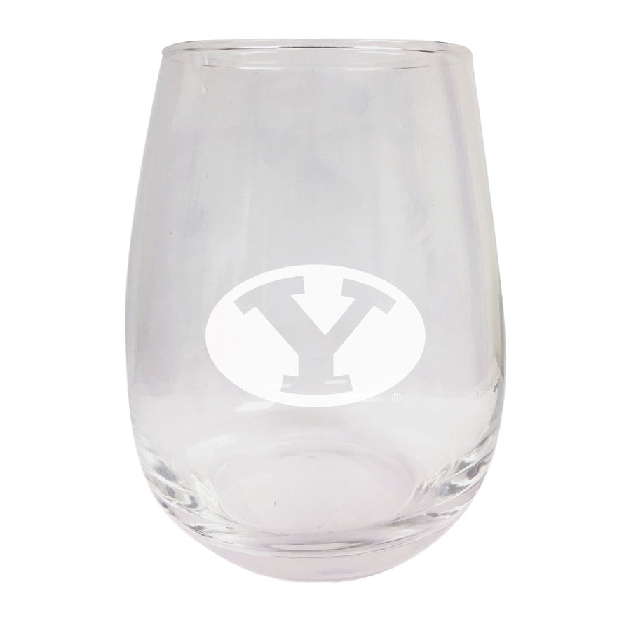 Brigham Young Cougars NCAA 15 oz Laser-Engraved Stemless Wine Glass - Perfect for Alumni and Fans Image 1