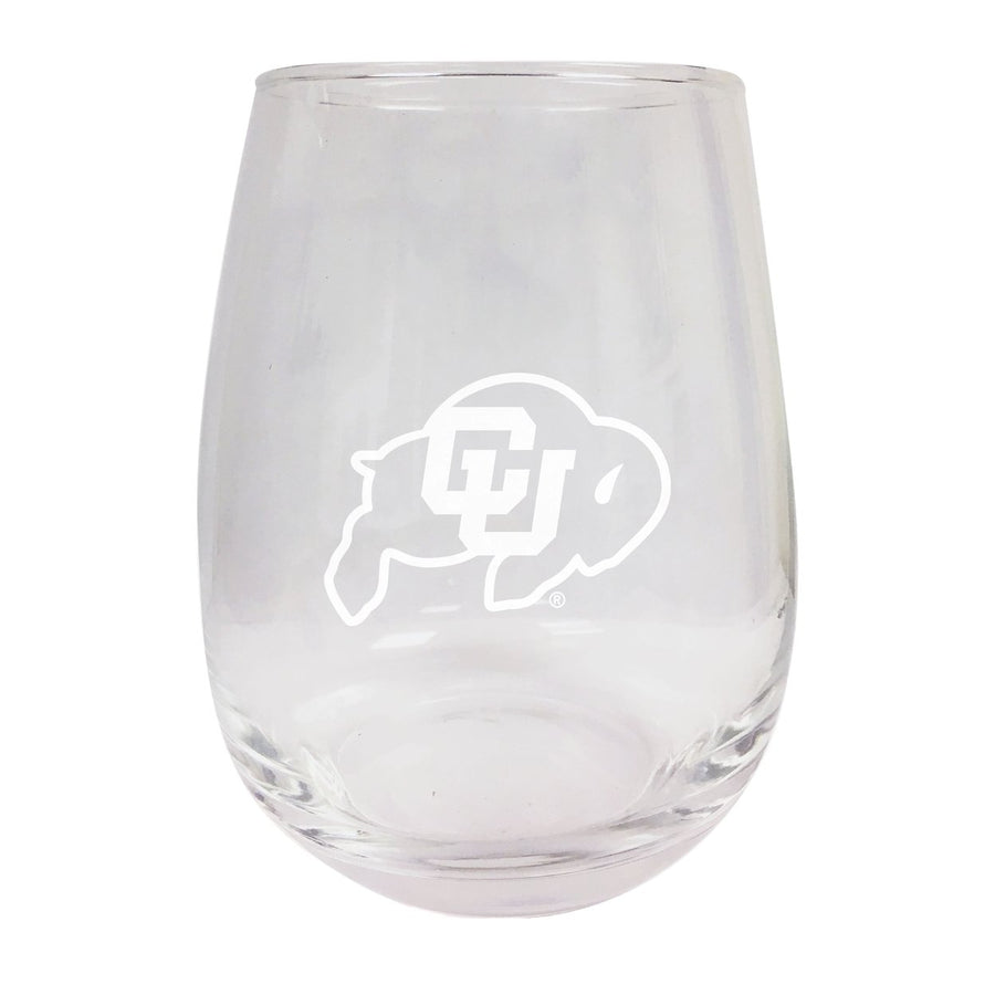 Colorado Buffaloes Etched Stemless Wine Glass Image 1