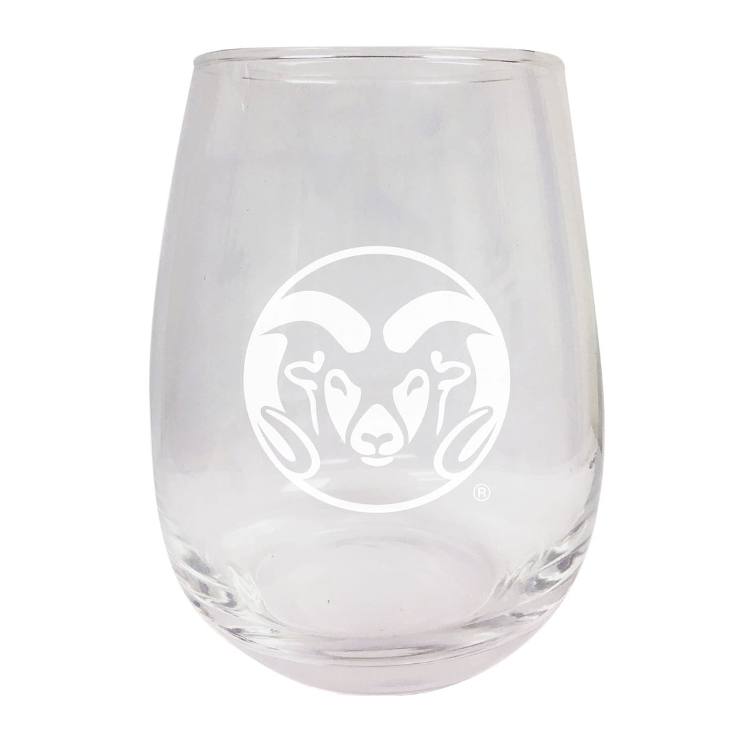 Colorado State Rams Etched Stemless Wine Glass Image 1