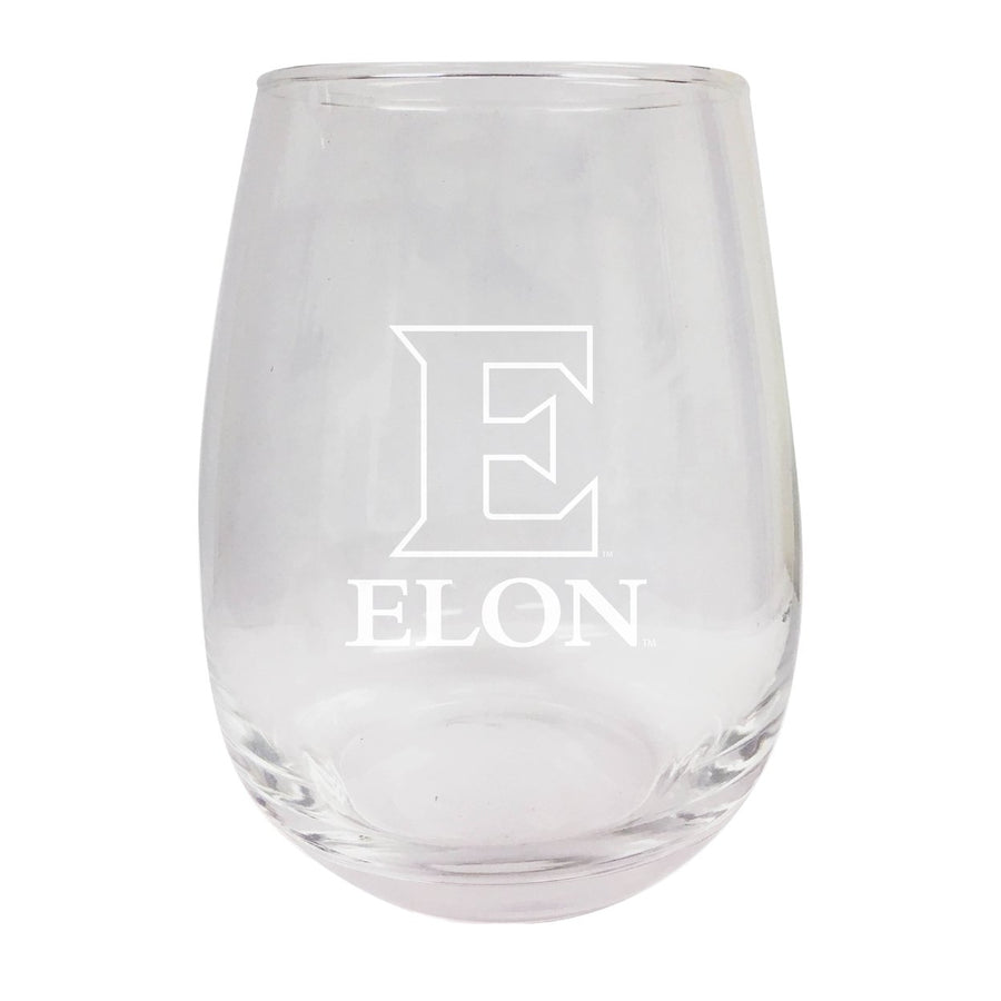 Elon University NCAA 15 oz Laser-Engraved Stemless Wine Glass - Perfect for Alumni and Fans Image 1