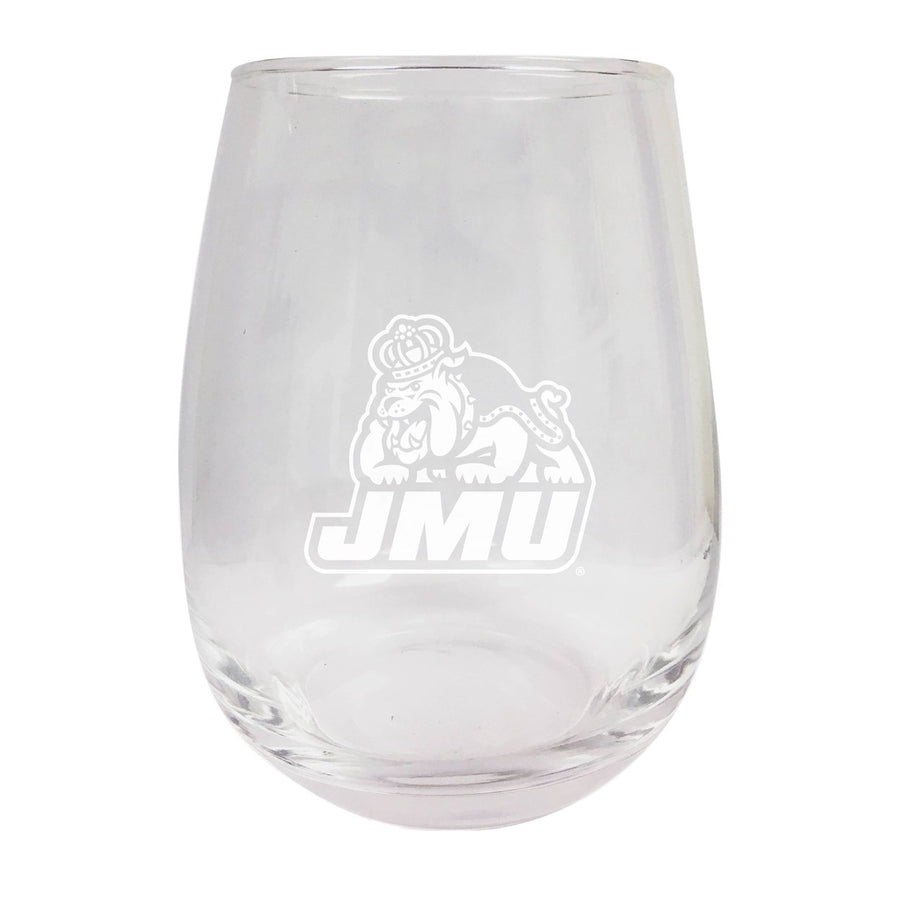 James Madison Dukes NCAA 15 oz Laser-Engraved Stemless Wine Glass - Perfect for Alumni and Fans Image 1