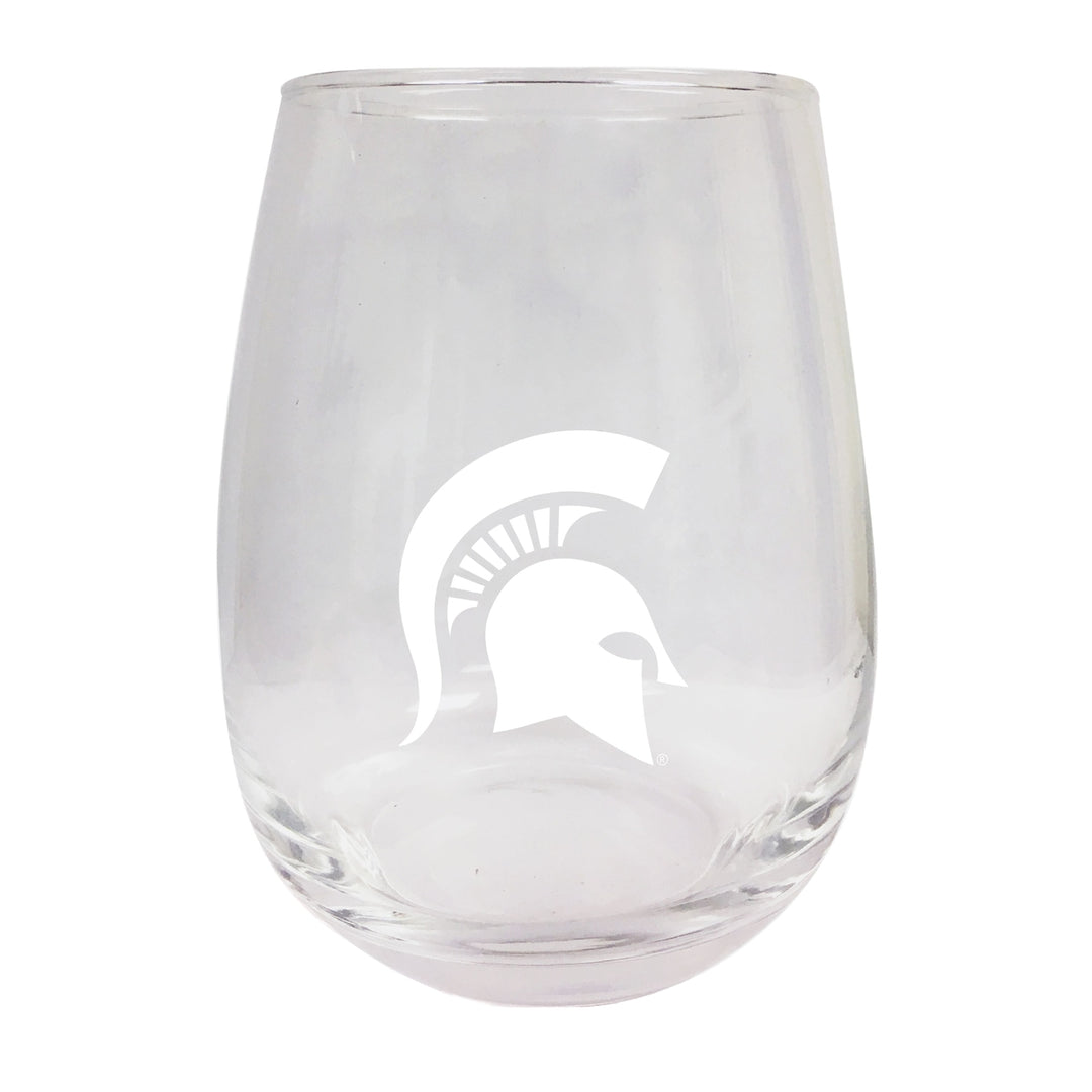 Michigan State Spartans NCAA 15 oz Laser-Engraved Stemless Wine Glass - Perfect for Alumni and Fans Image 1