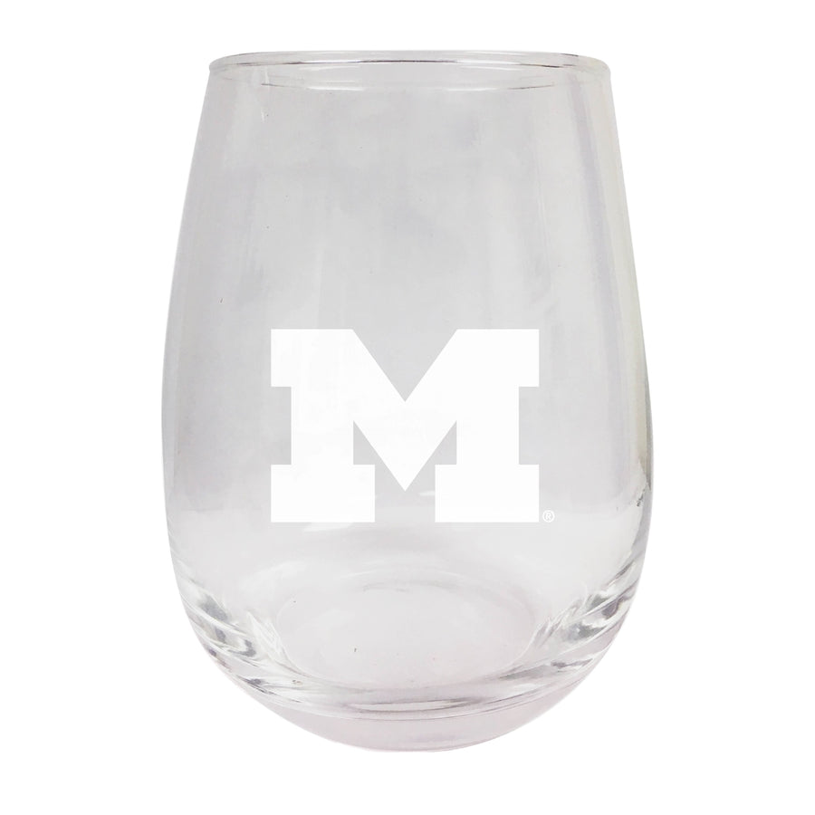 Michigan Wolverines NCAA 15 oz Laser-Engraved Stemless Wine Glass - Perfect for Alumni and Fans Image 1